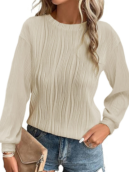 Pull plissé à manches longues élégant pour femme