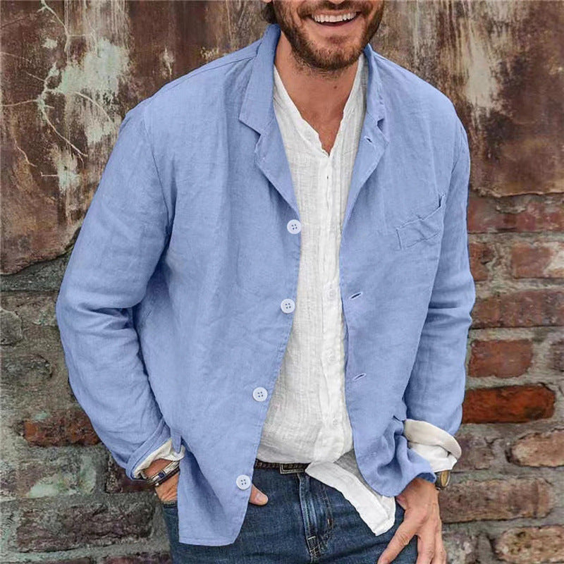 Herren Leinenjacke Lässig Chic Modell - IdealeKleiden