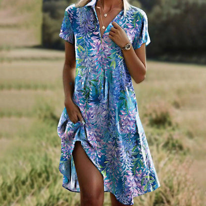 Robe d'été femme à motif floral coupe ample