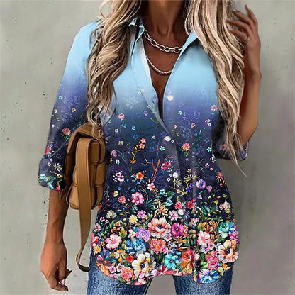 Chemisier Femme Élégant Effet Ombré Floral