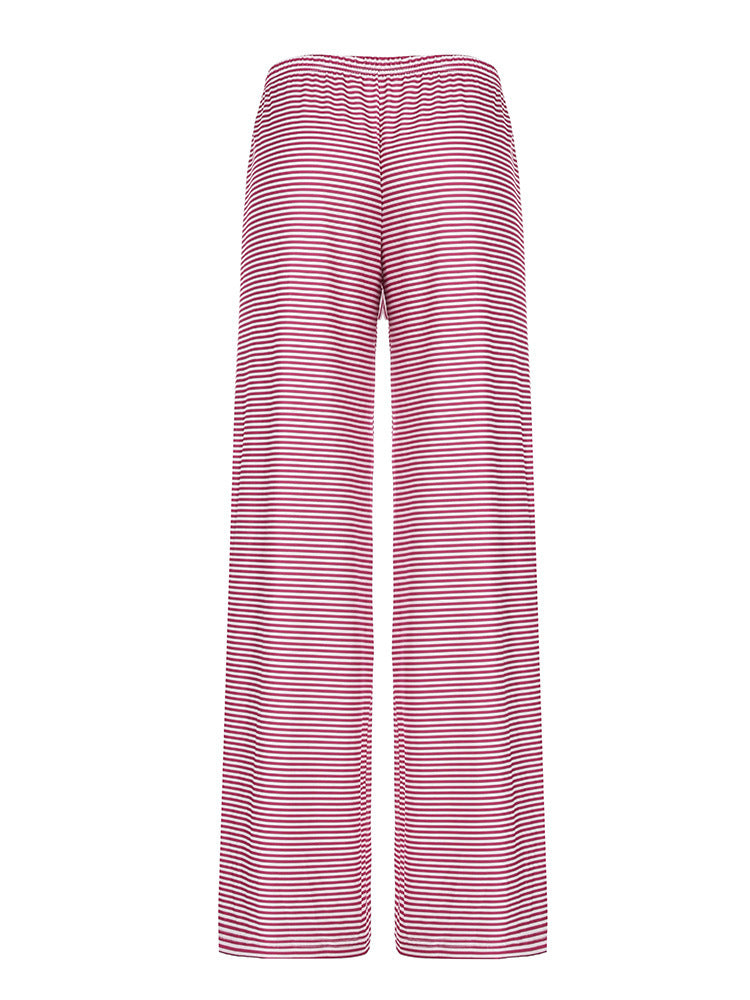 Pantalon d'été femme rayé élastique confortable