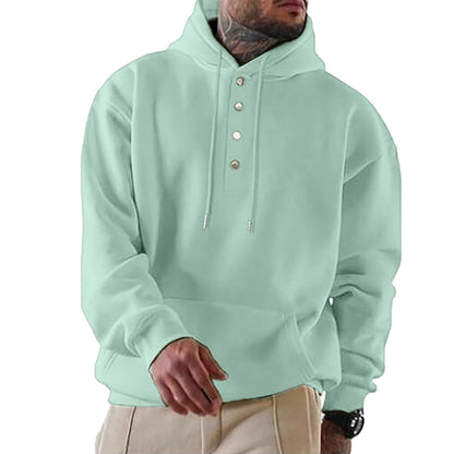 Sweat-shirt à capuche pour homme Tendance Boutonnage Pratique