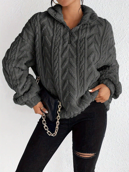 Pull femme polaire doux col montant moderne