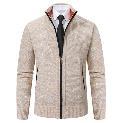 Cardigan Homme Élégant Col Montant Fermeture Éclair