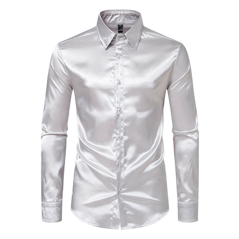 Chemise élégante en satin brillant pour homme