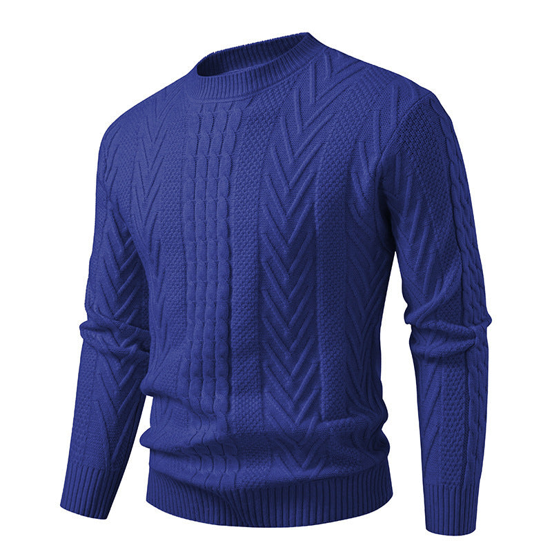 Pull en grosse maille torsadée à col rond pour homme