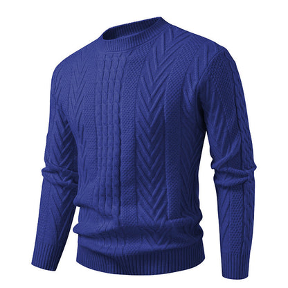 Pull en grosse maille torsadée à col rond pour homme