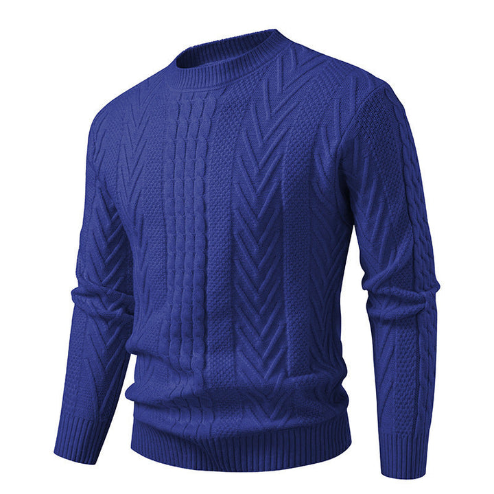 Pull en grosse maille torsadée à col rond pour homme