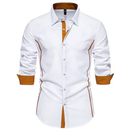Chemise Homme Manches Longues Détails Contraste Modernes