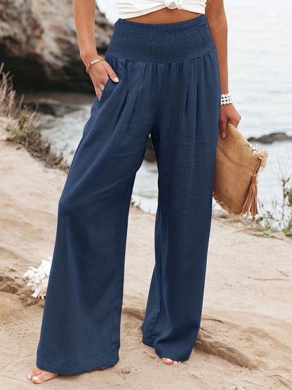 Pantalon ample en lin pour femme effet jupe-culotte