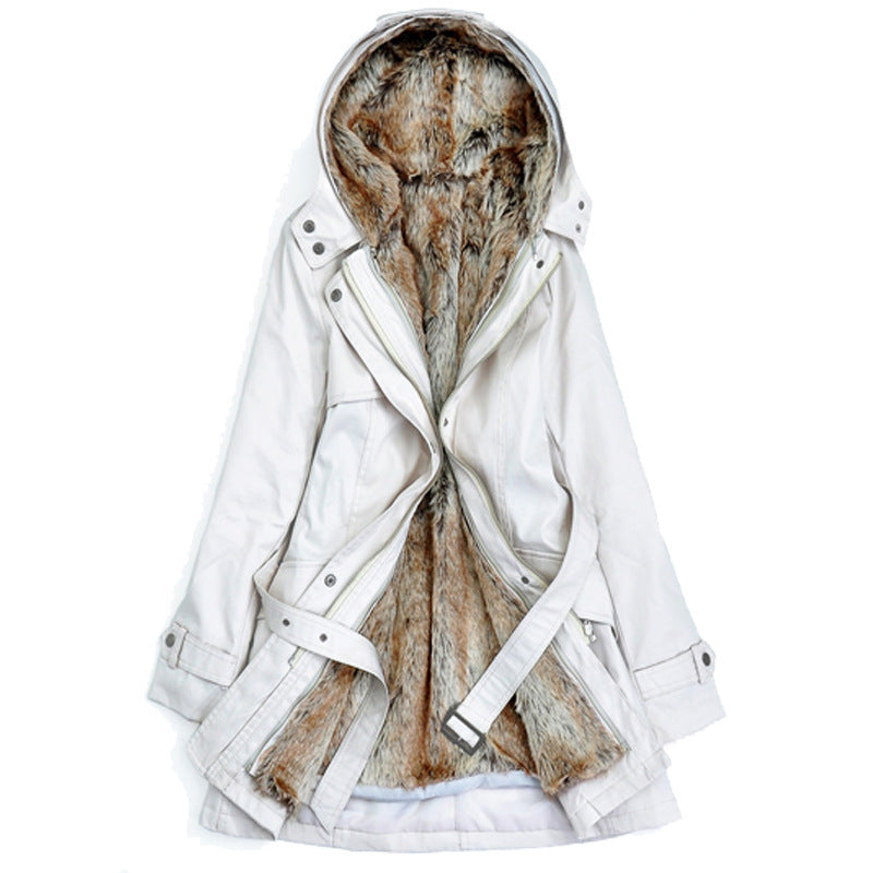 Parka d'hiver doublé pour femme avec capuche