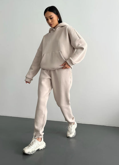 Ensemble de survêtement femme, molletonné, vêtement de détente doux