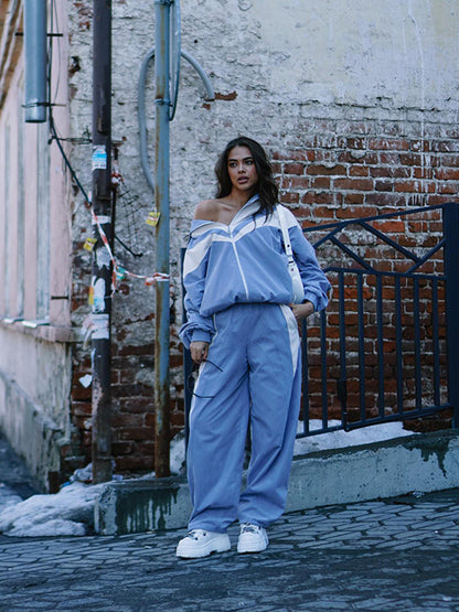 Ensemble de survêtement femme, à capuche, design à rayures