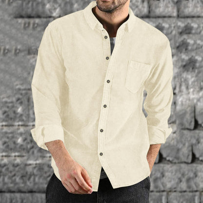 Chemise en velours côtelé pour homme Design élégant avec poche poitrine