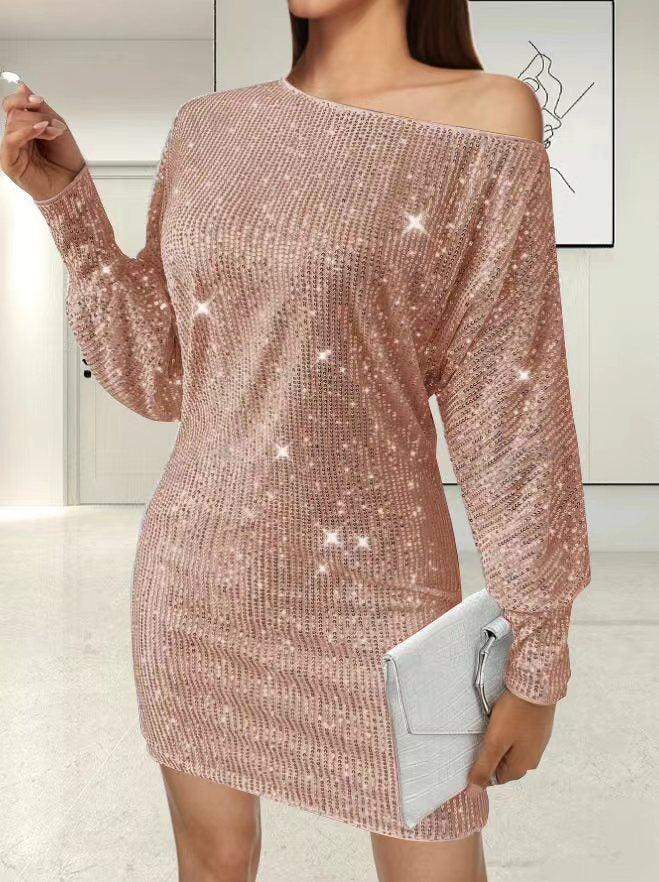 Robe de soirée élégante asymétrique pailletée pour femme