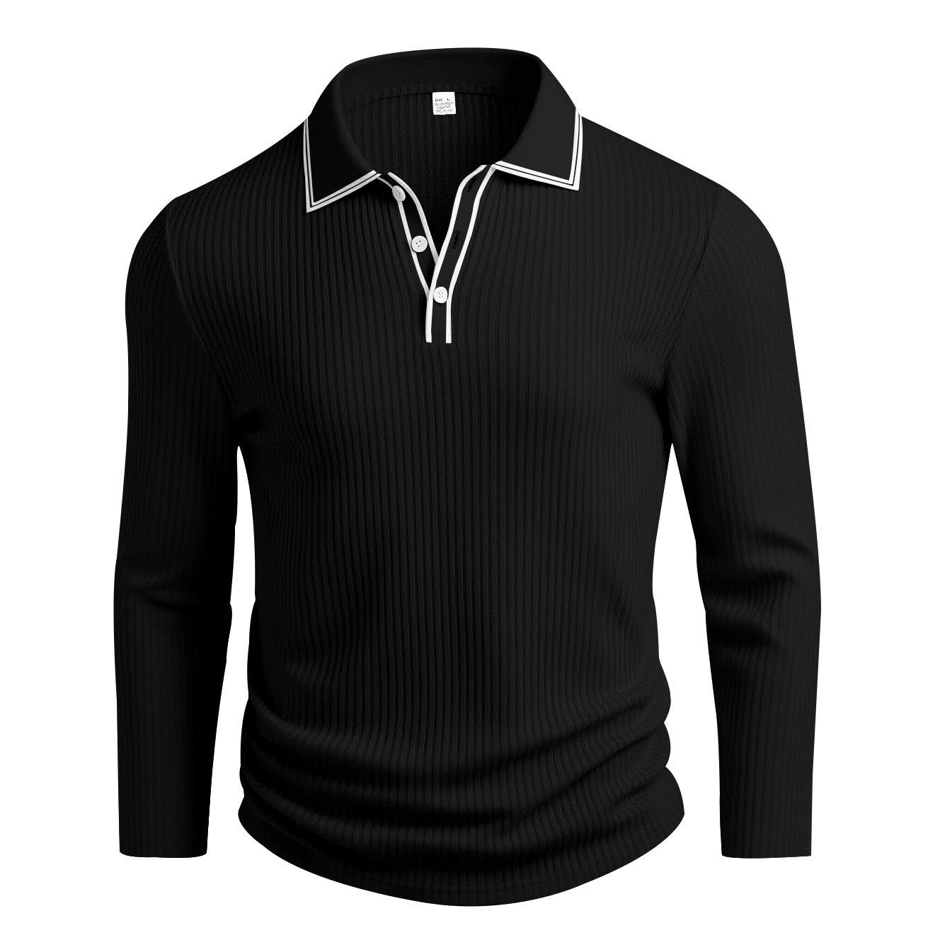 Polo à manches longues élégant homme texturé