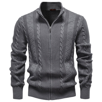 Herren Strickjacke Reißverschluss Strukturiert Modern - IdealeKleiden
