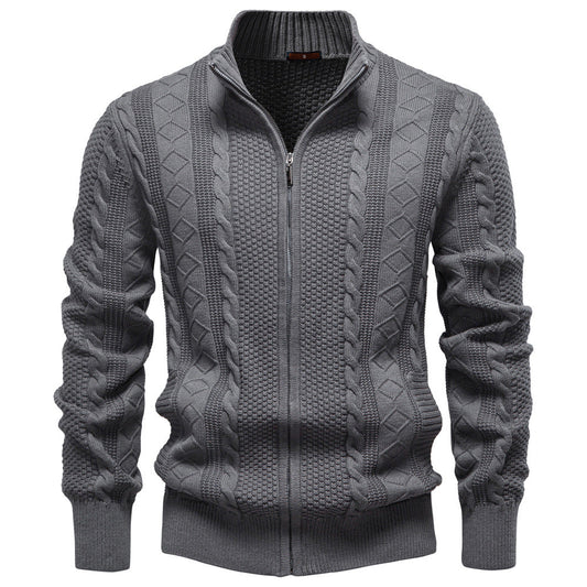 Herren Strickjacke Reißverschluss Strukturiert Modern - IdealeKleiden