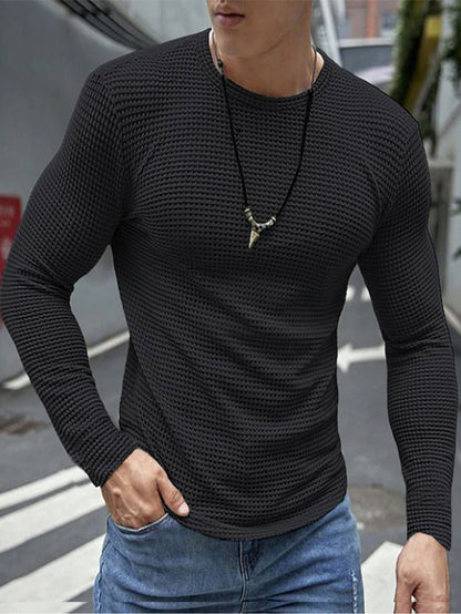 T-shirt à manches longues structuré pour homme Style moderne