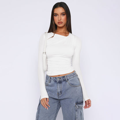 Haut côtelé asymétrique pour femme Élégant haut