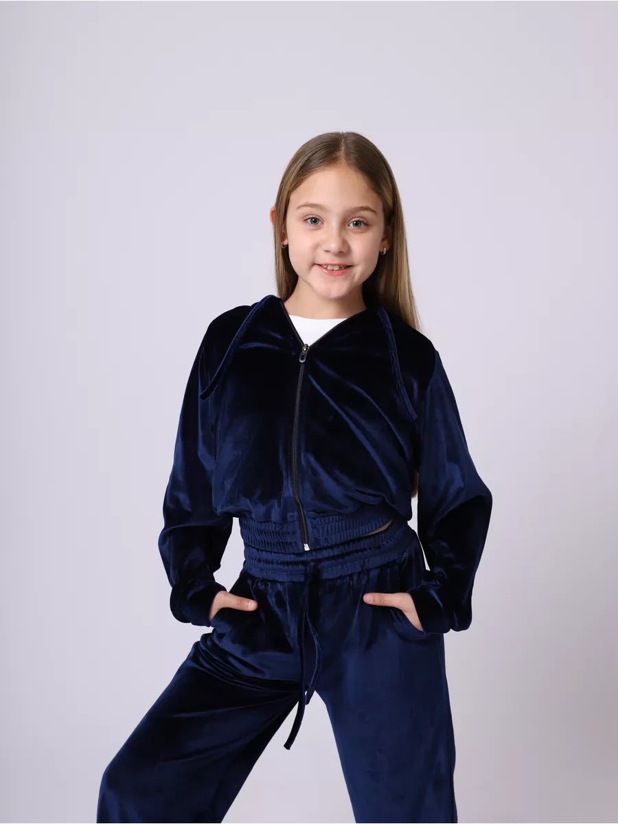 Ensemble de sport velours femme à capuche élastique