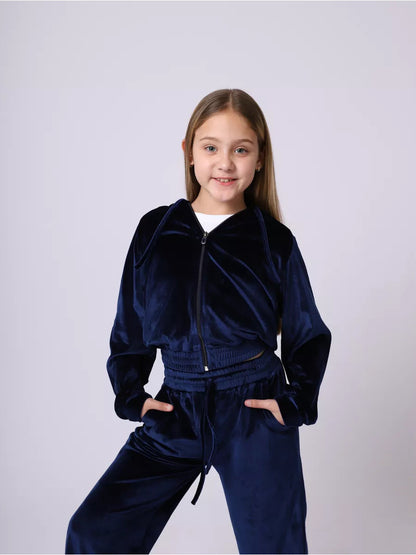 Ensemble de sport velours femme à capuche élastique