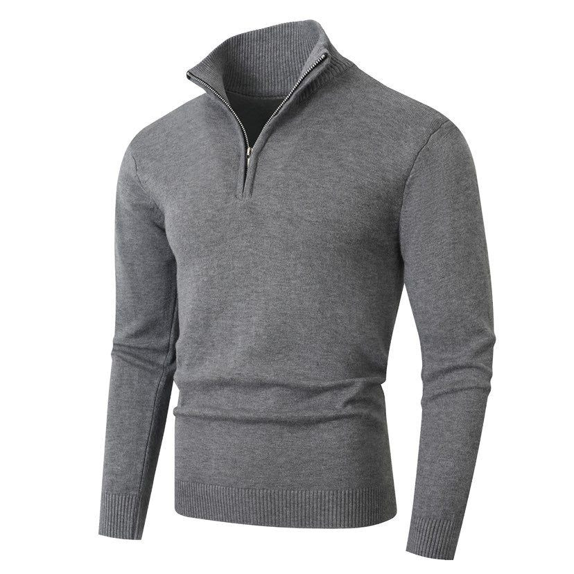Pull pour homme, moderne, à demi-fermeture éclair, tissu structuré