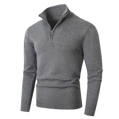 Pull pour homme, moderne, à demi-fermeture éclair, tissu structuré