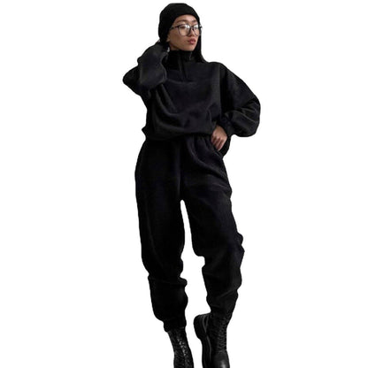 Survêtement de jogging en polaire pour femme, confortable, décontracté, design