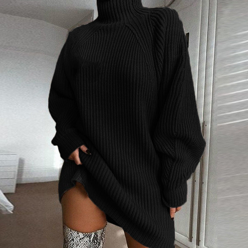 Pull pour femme maille épaisse col montant asymétrique