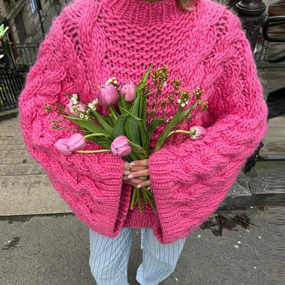 Pull oversize femme en grosse maille douce