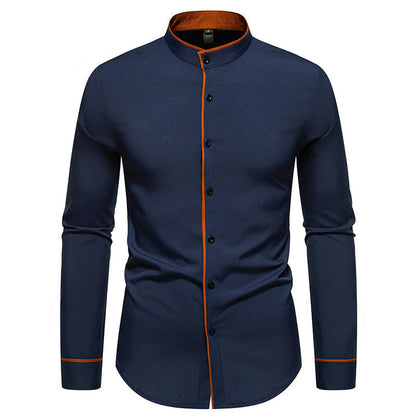 Chemise Homme Élégante Moderne Col Montant