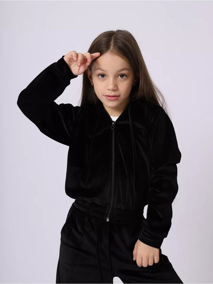 Ensemble de sport velours femme à capuche élastique