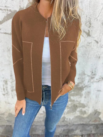 Cardigan chaud en mélange de laine avec fermeture éclair
