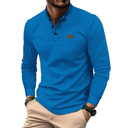 T-shirt à manches longues structuré et moderne pour homme, avec boutons