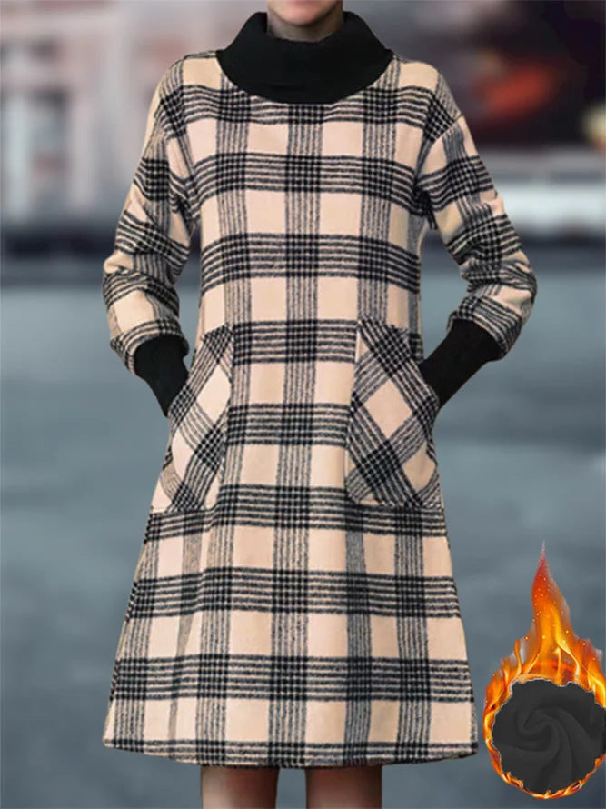 Robe à carreaux pour femmes, design élégant, pratique