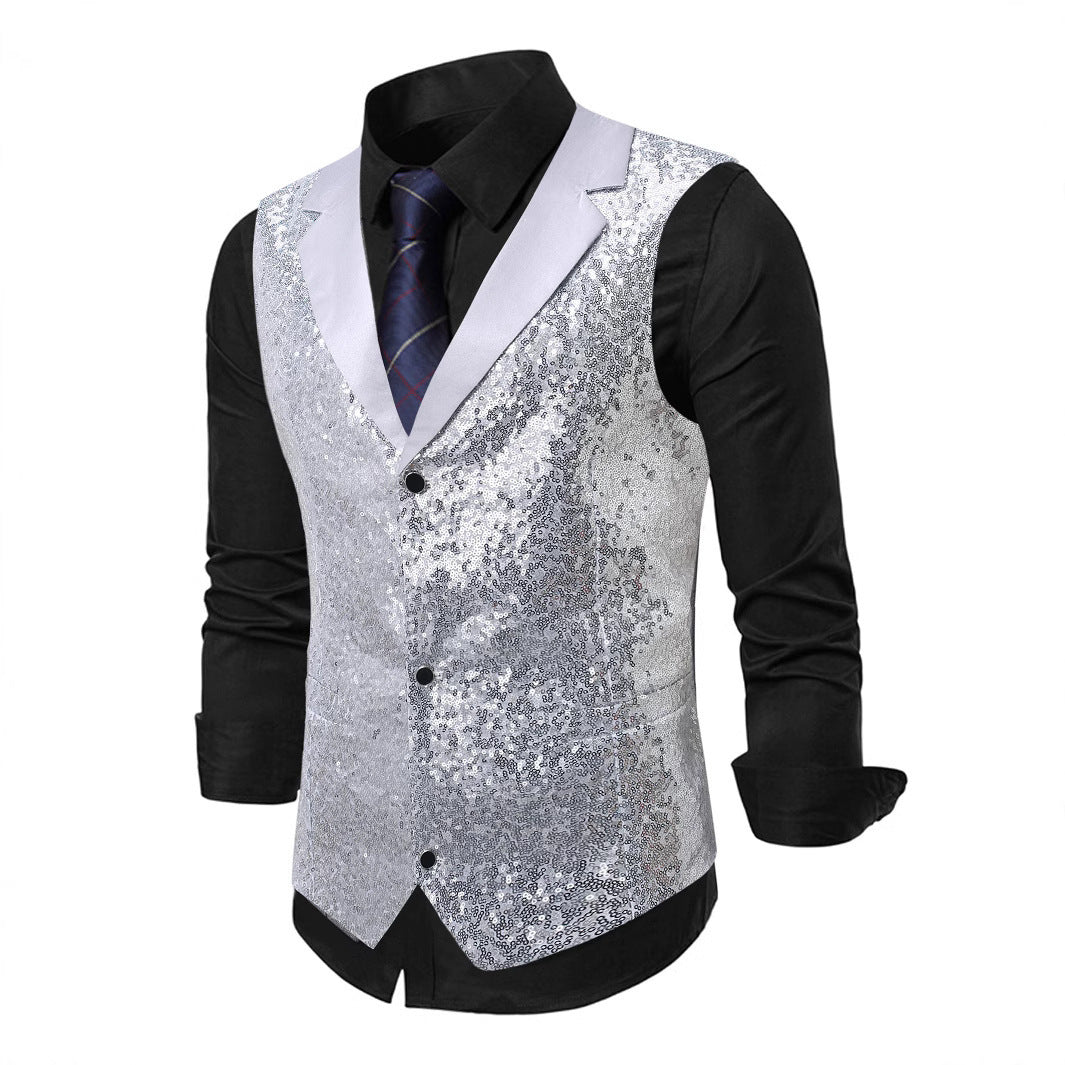 Herren Anzugweste Glitzer Effekt Klassischer Stil - IdealeKleiden