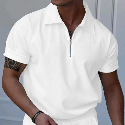 Polo-shirt homme manches courtes effet texturé