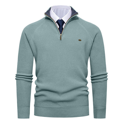 Pull en maille élégant pour homme à col montant et fermeture éclair