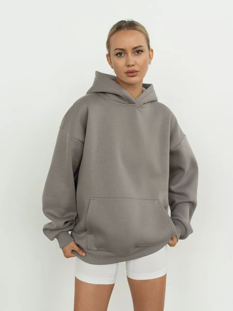 Grand Sweat à Capuche Doux et Moelleux pour Femmes avec Poche Kangourou
