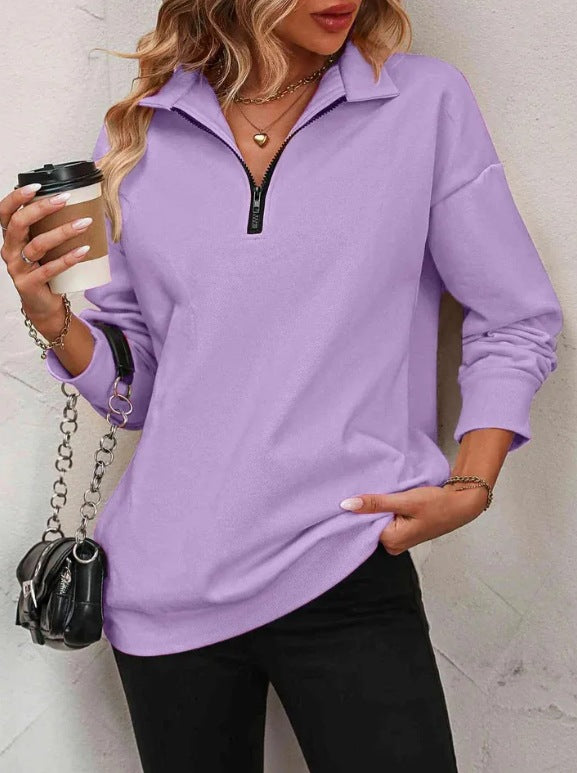 Sweat-shirt Femme Décontracté Fermeture Éclair Sportif