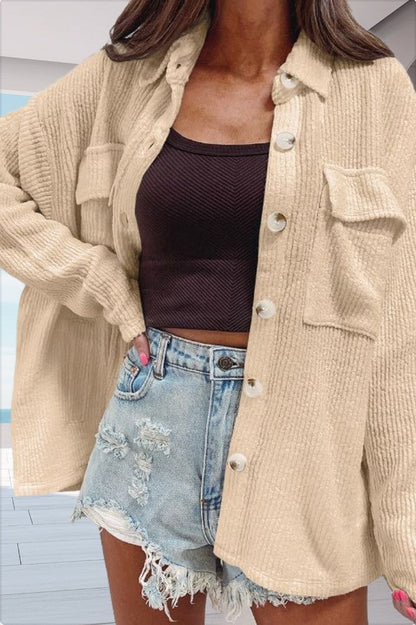 Chemisier oversize pour femme avec poches et motif texturé