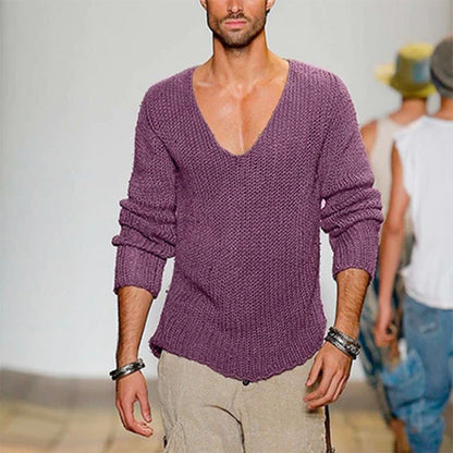 Pull-over homme décontracté col V confortable