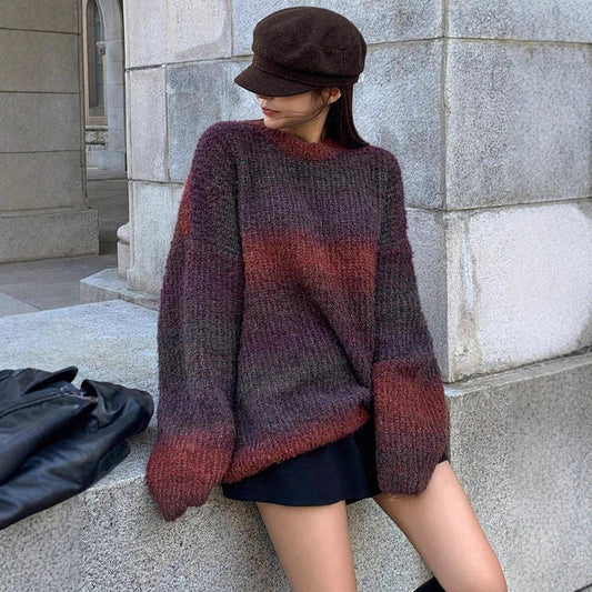 Damen Oversized Pullover Weich Modern Trendfarben - IdealeKleiden