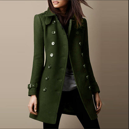 Manteau mi-long à double boutonnage pour femme