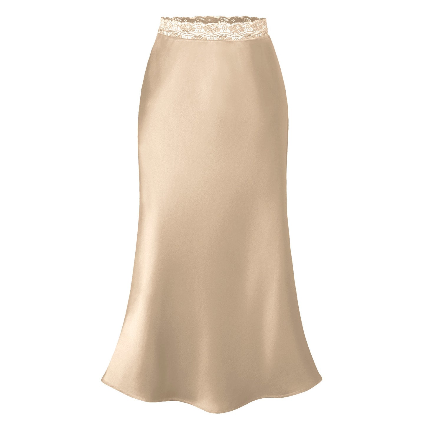 Jupe longue femme élégante en satin et dentelle, chic