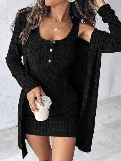 Robe pull élégante pour femme avec boutons