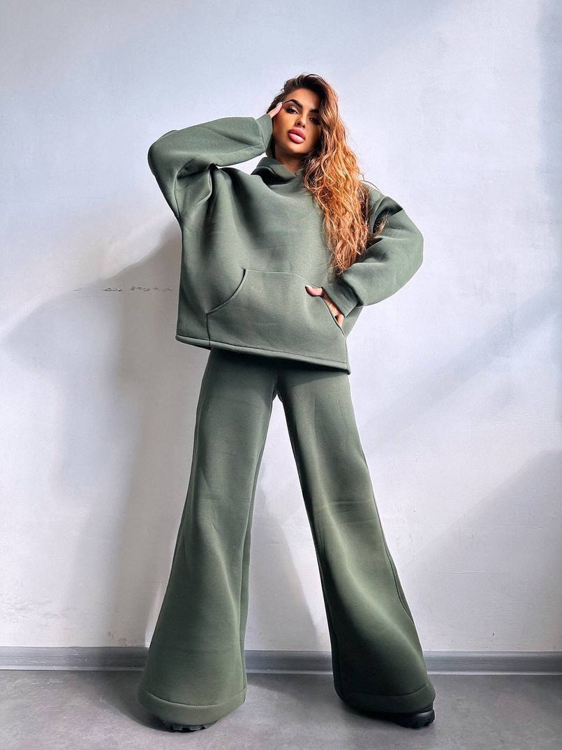 Ensemble Sweat à capuche oversize et jogging large femme