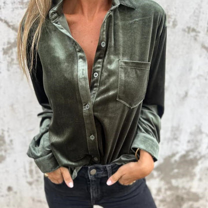 Damen Bluse Elegant Satin Klassischer Stil - IdealeKleiden