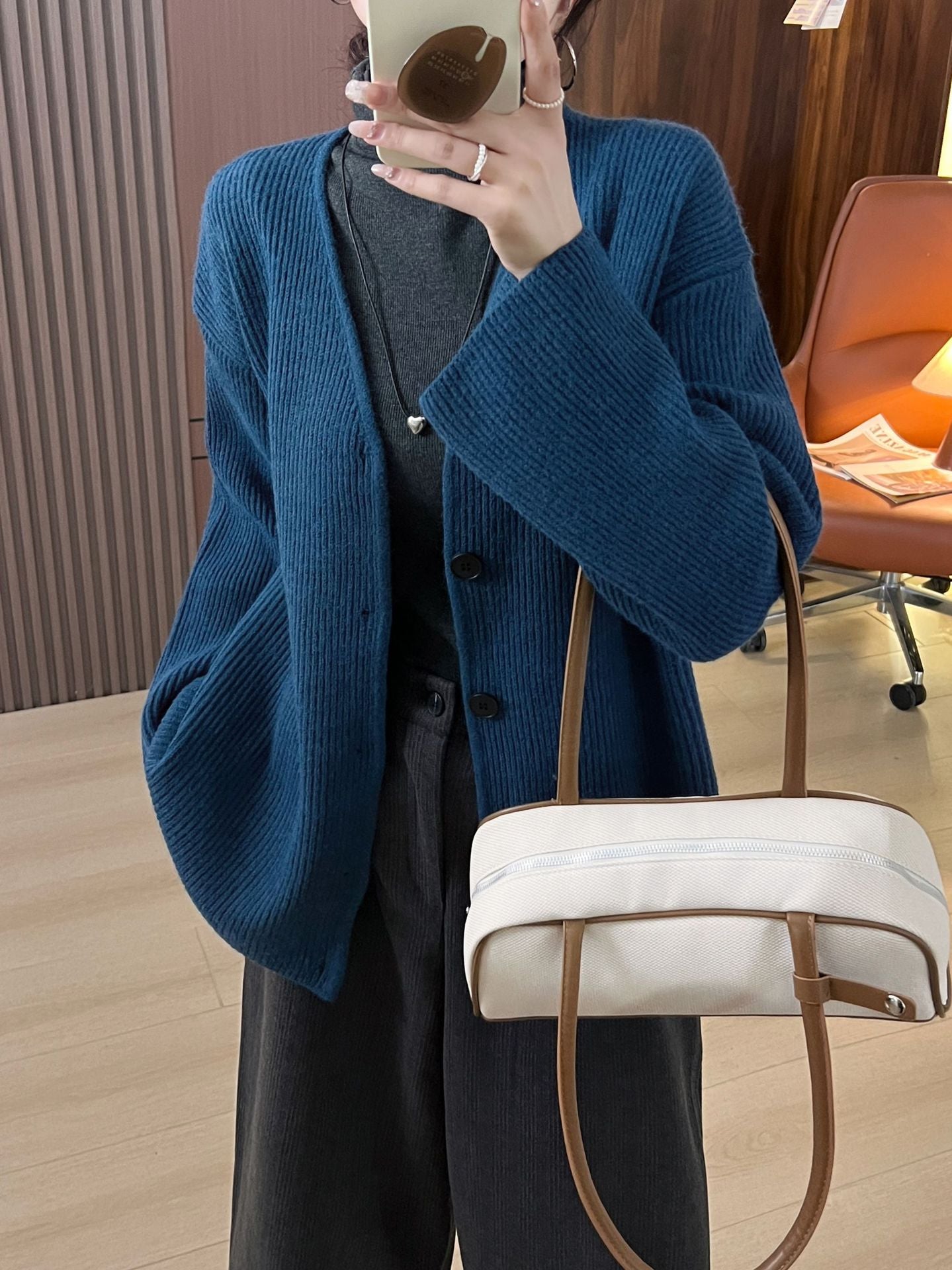 Cardigan oversize en grosse maille pour femme, style épaules dénudées
